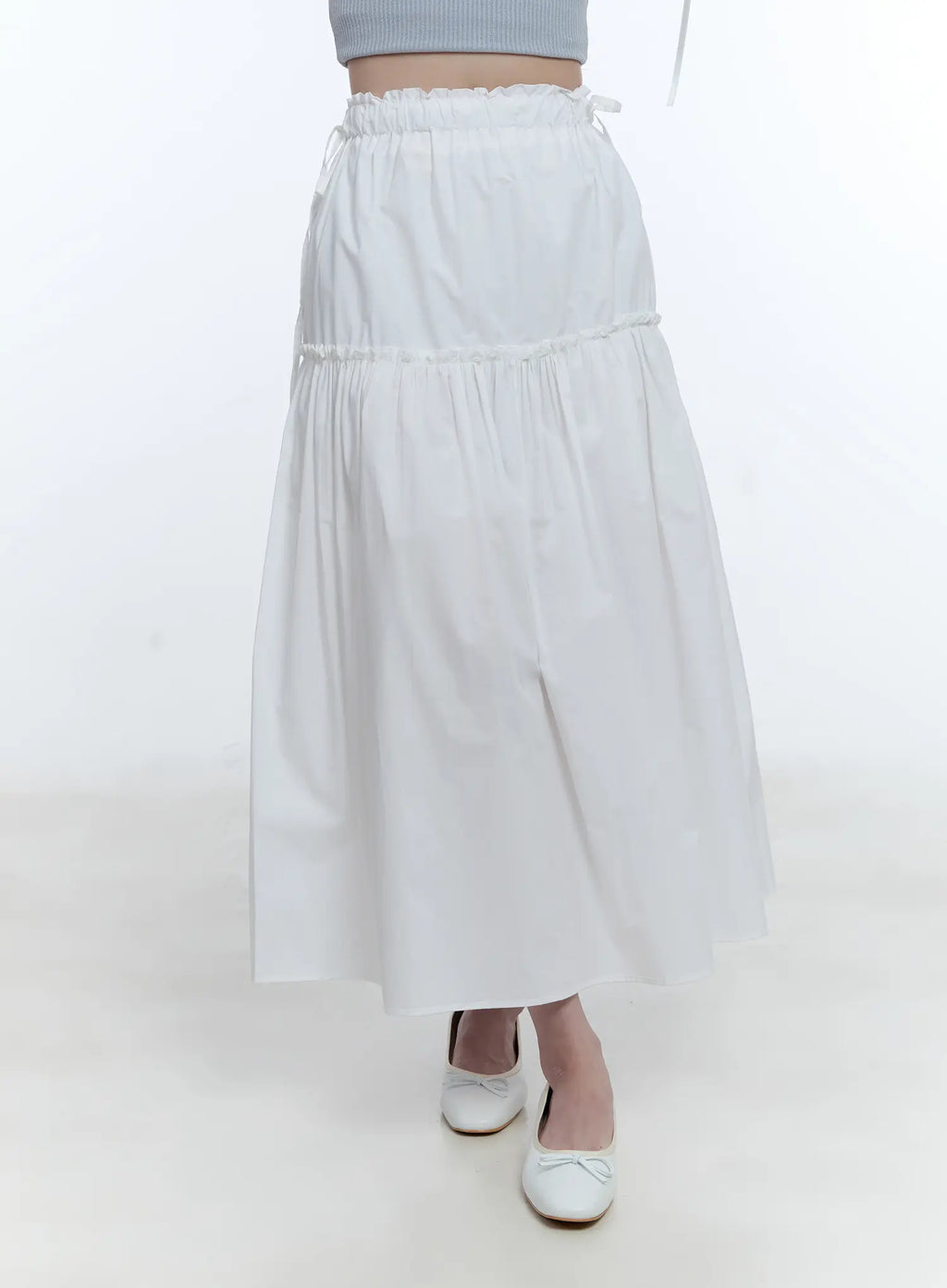 Ribbon Tie Waist Maxi Skirt CG512