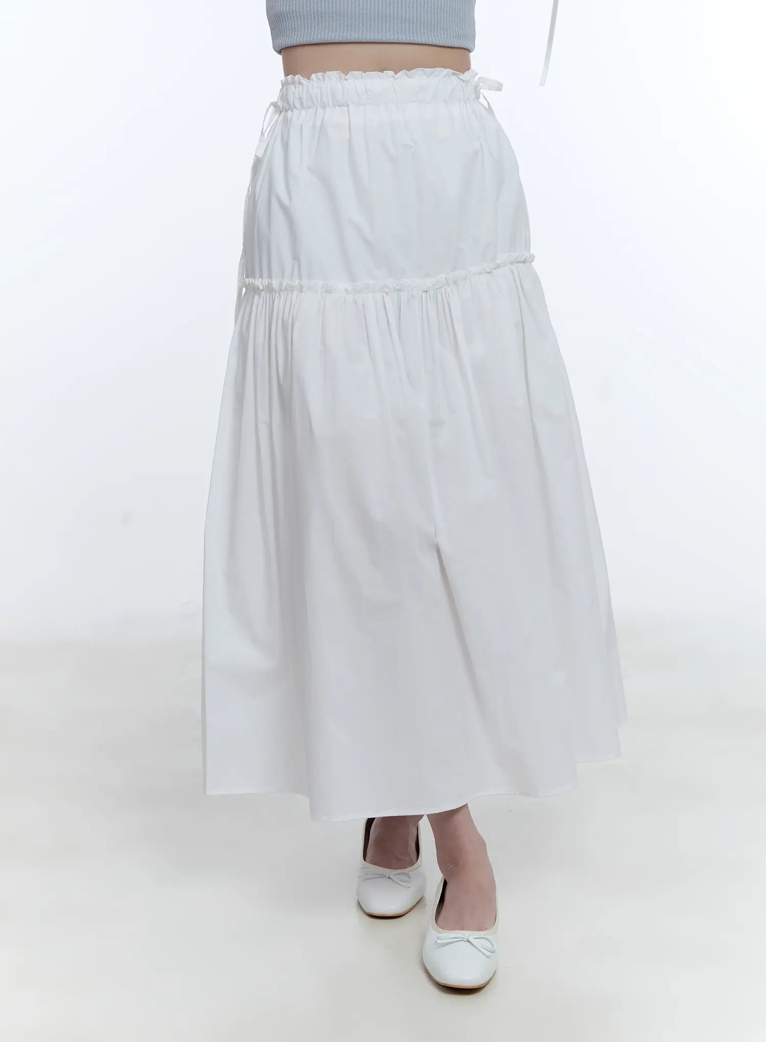 Ribbon Tie Waist Maxi Skirt CG512