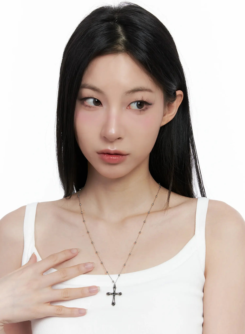 Black Cross Bead Necklace CO503