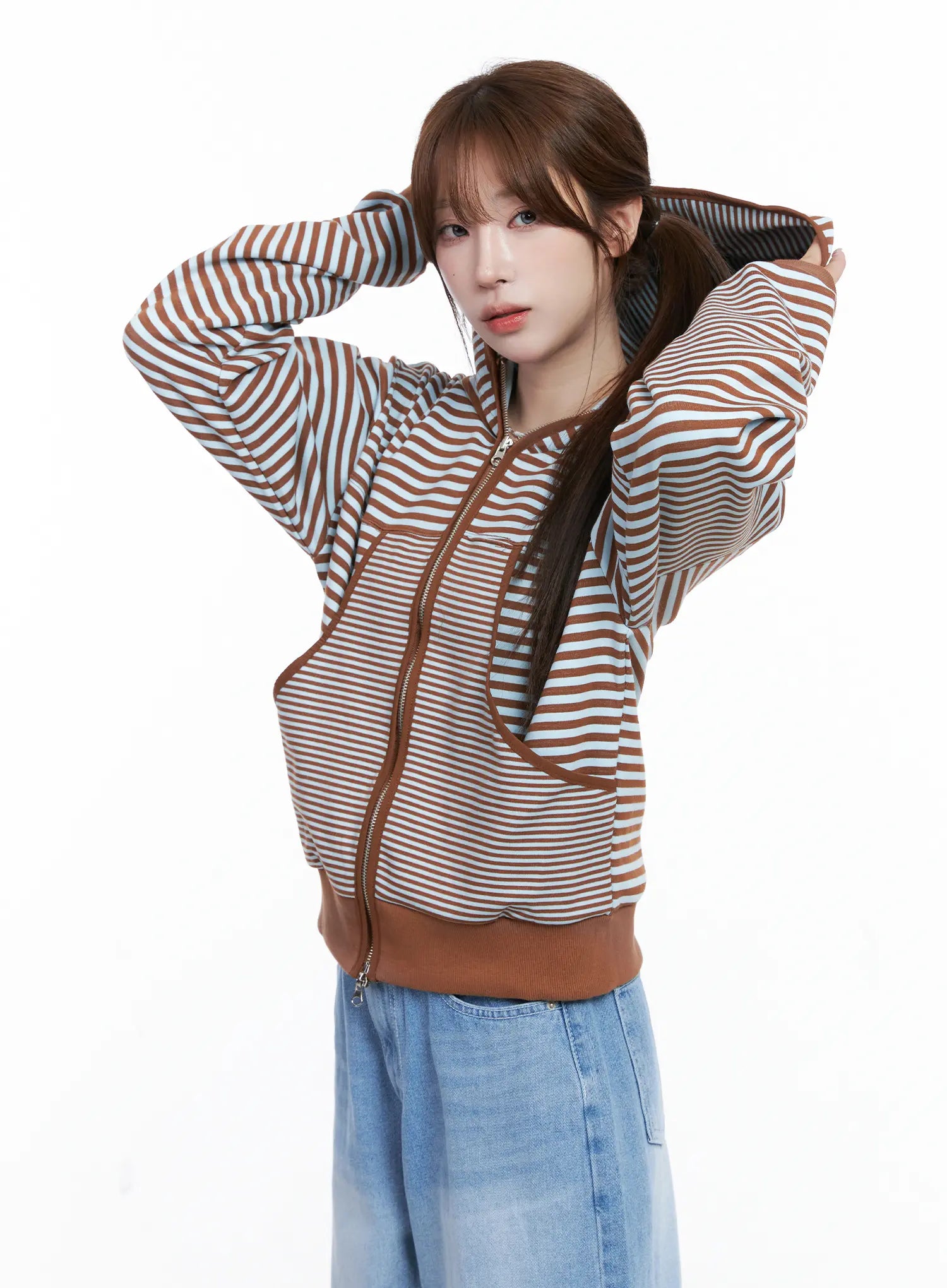 Striped Zip-Up Hoodie CG529