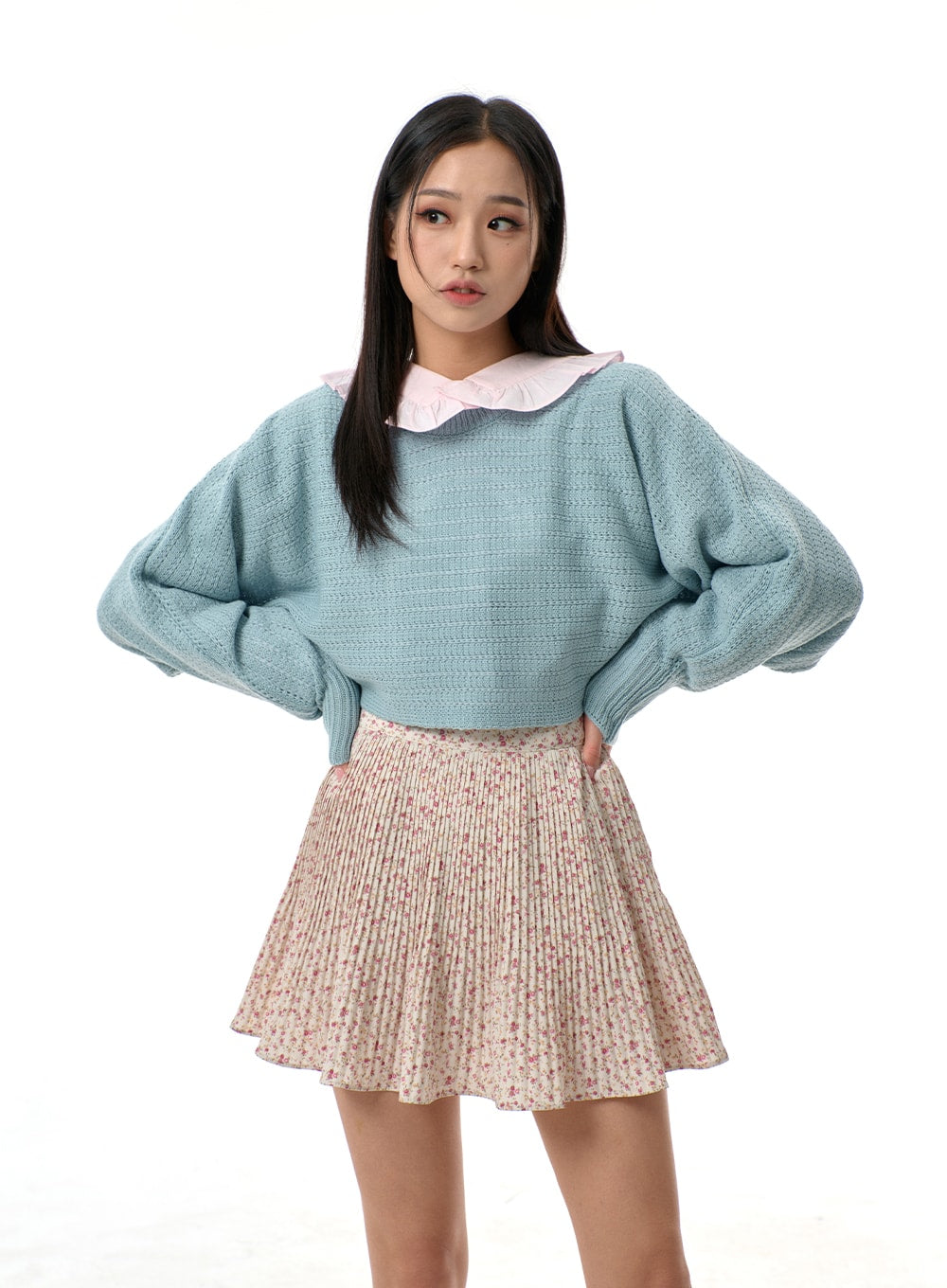 Cut Out Back Tie Detail Cropped Sweater BJ311