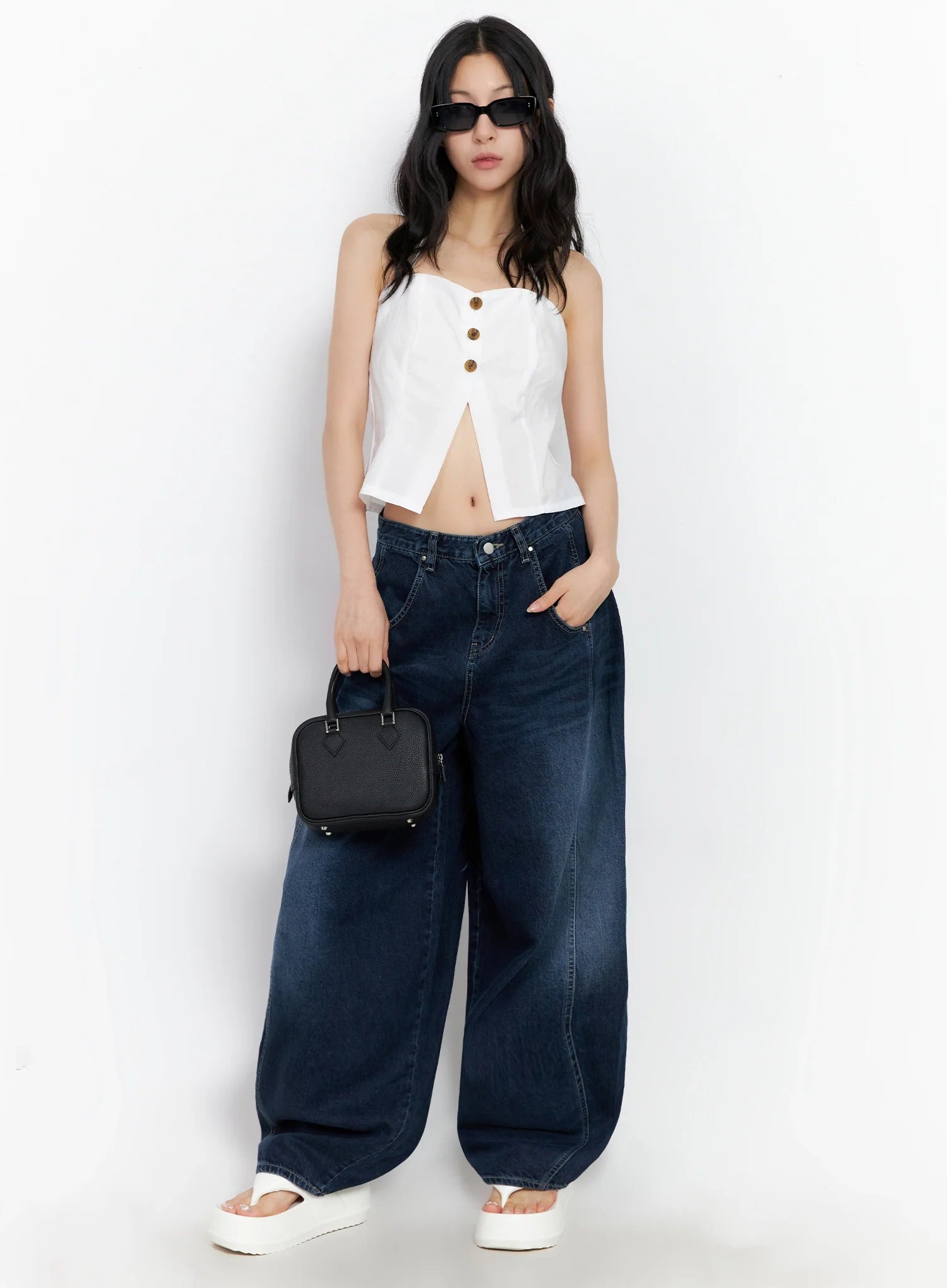 Buttoned Halter Neck Top IG508