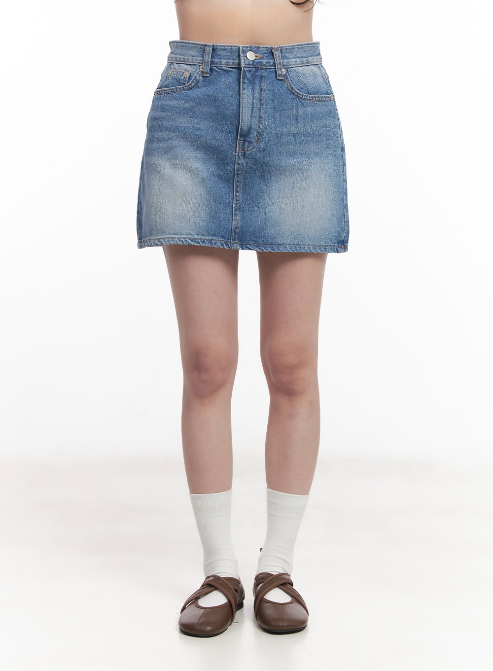 Denim Washed Mini Skirt  CY523