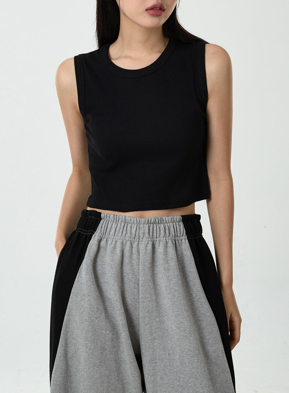 Basic Ribbed Cropped Tank Top CU13