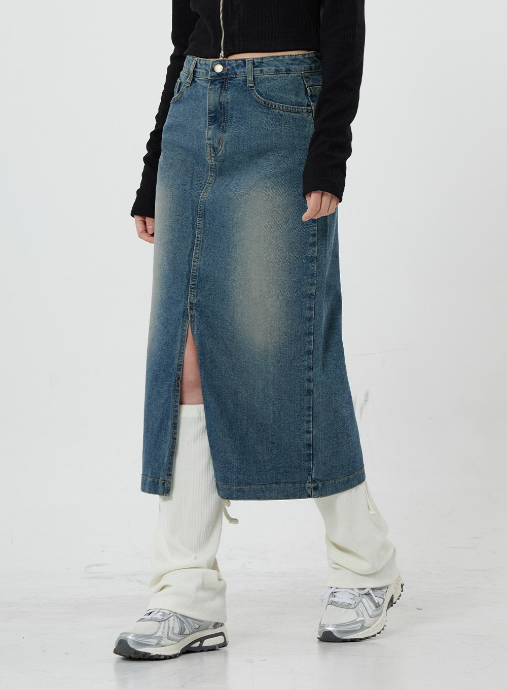 Washing Denim Long Skirt CS19