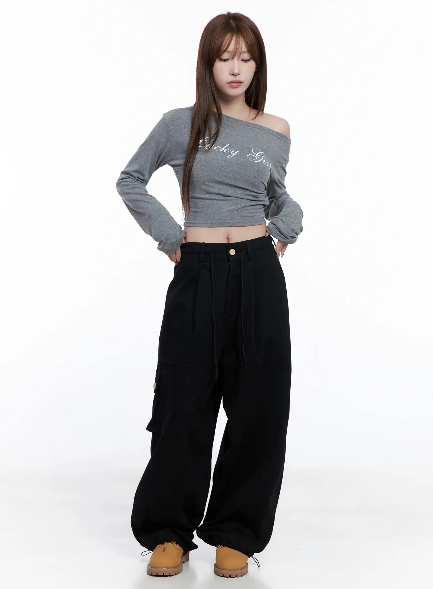 Lucky Girl One-Shoulder Long Sleeve Top CG529