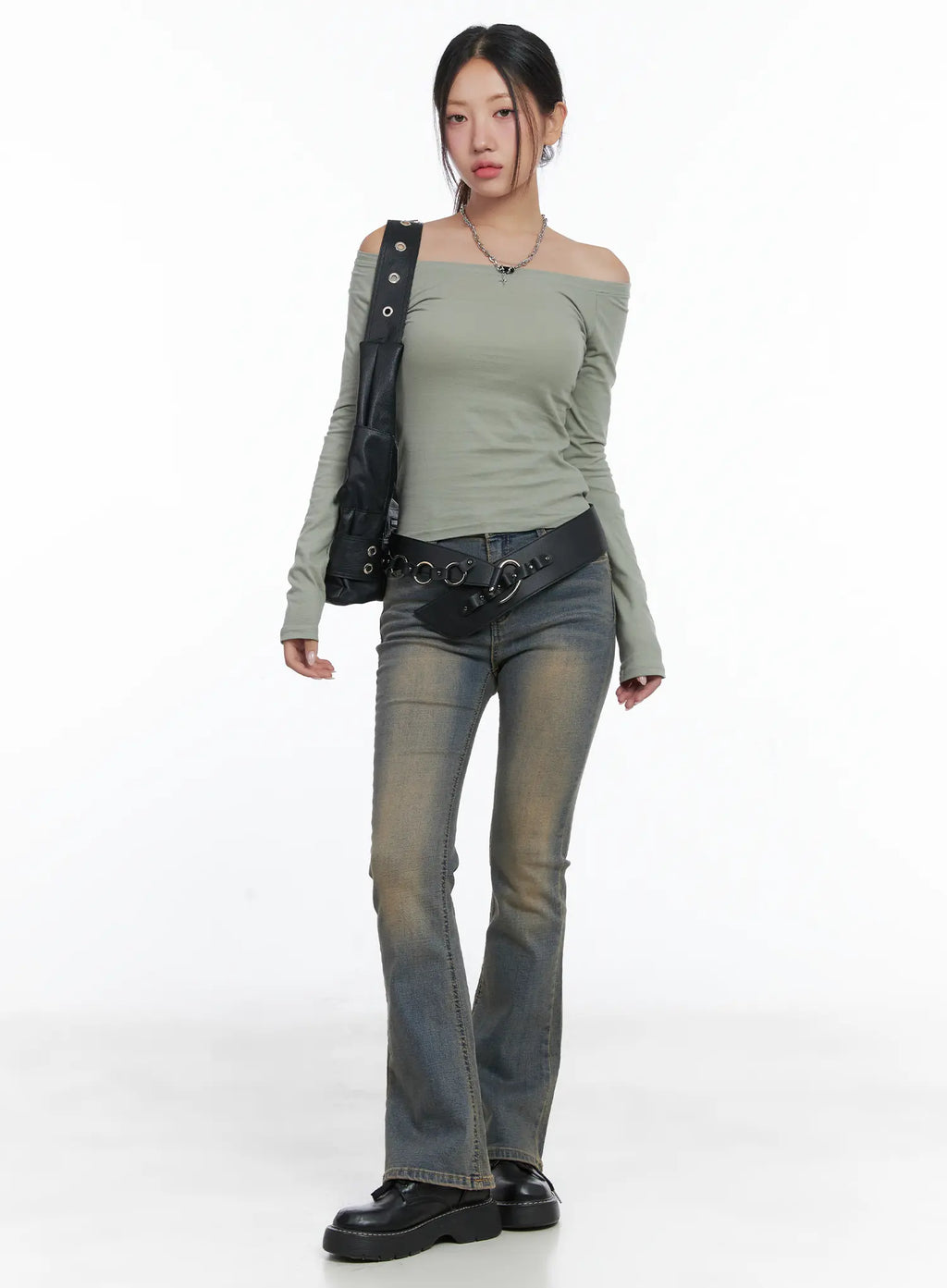 Slim Fit Off-Shoulder Long Sleeve Top CS502