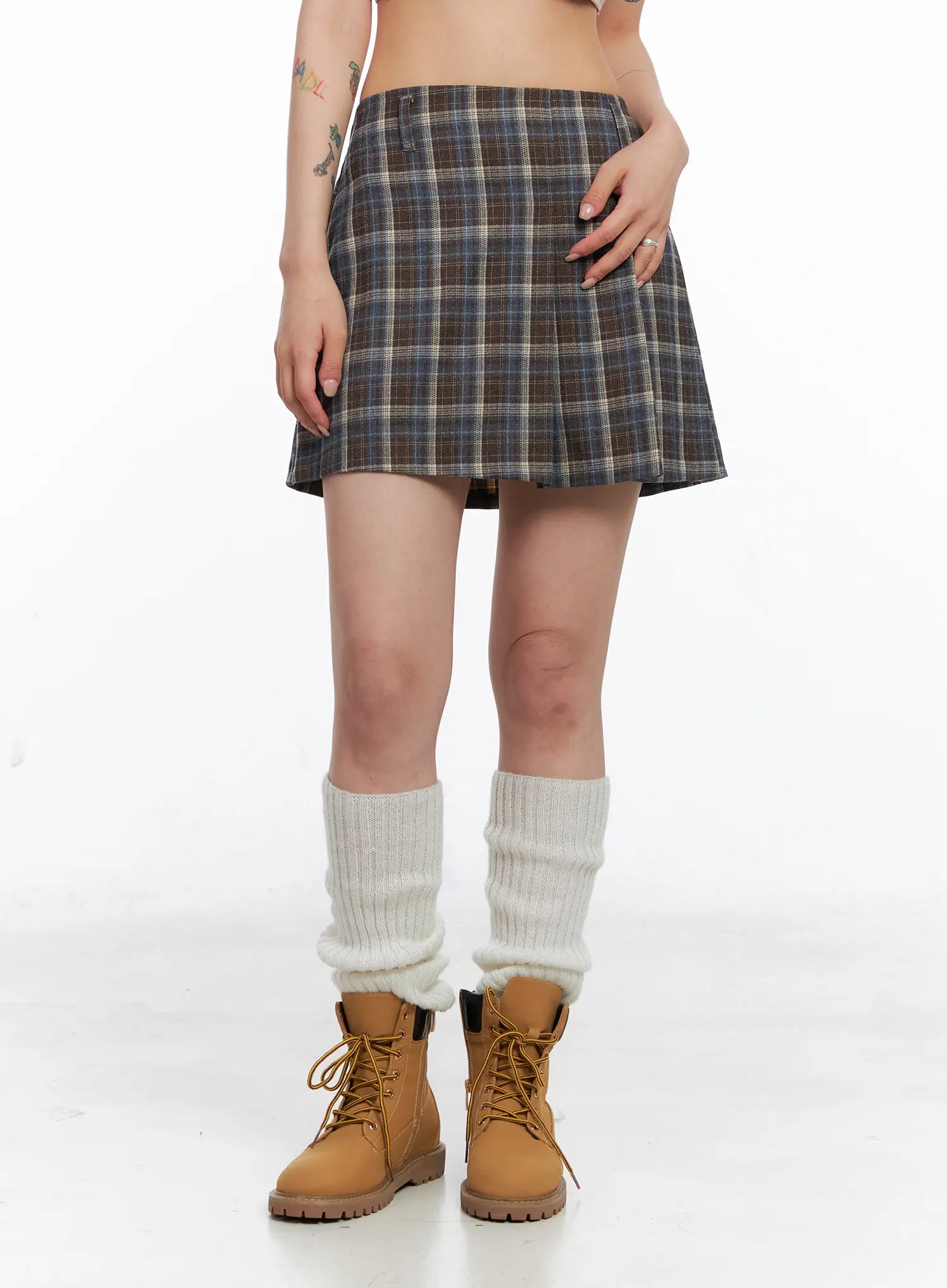 Checkered Pleated Mini Skirt CS526