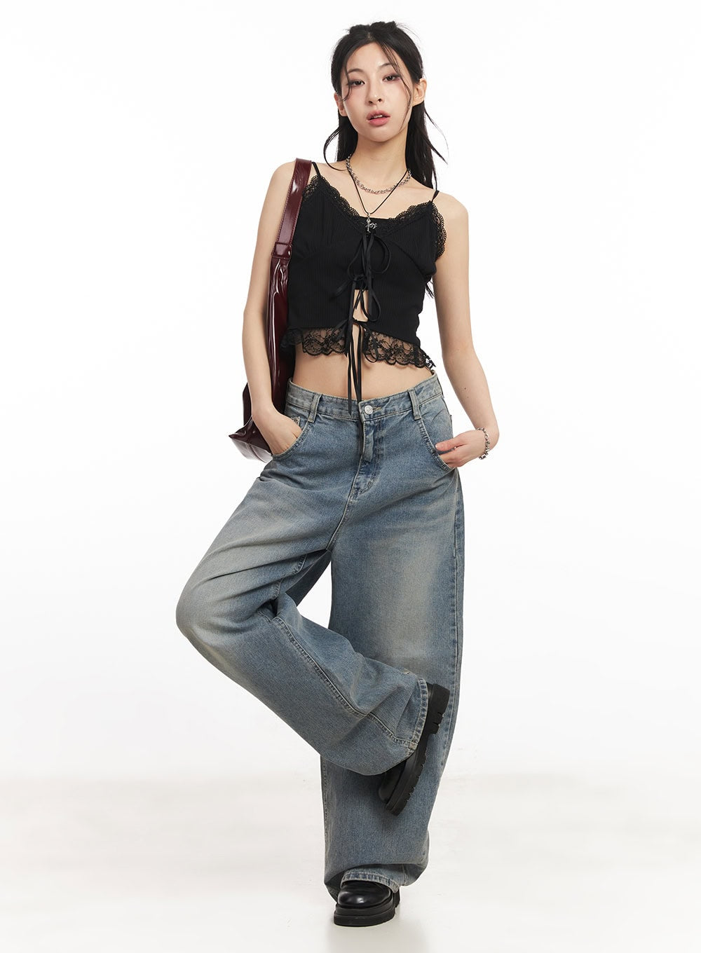 Ginny Washed Wide-Leg Jeans CA514