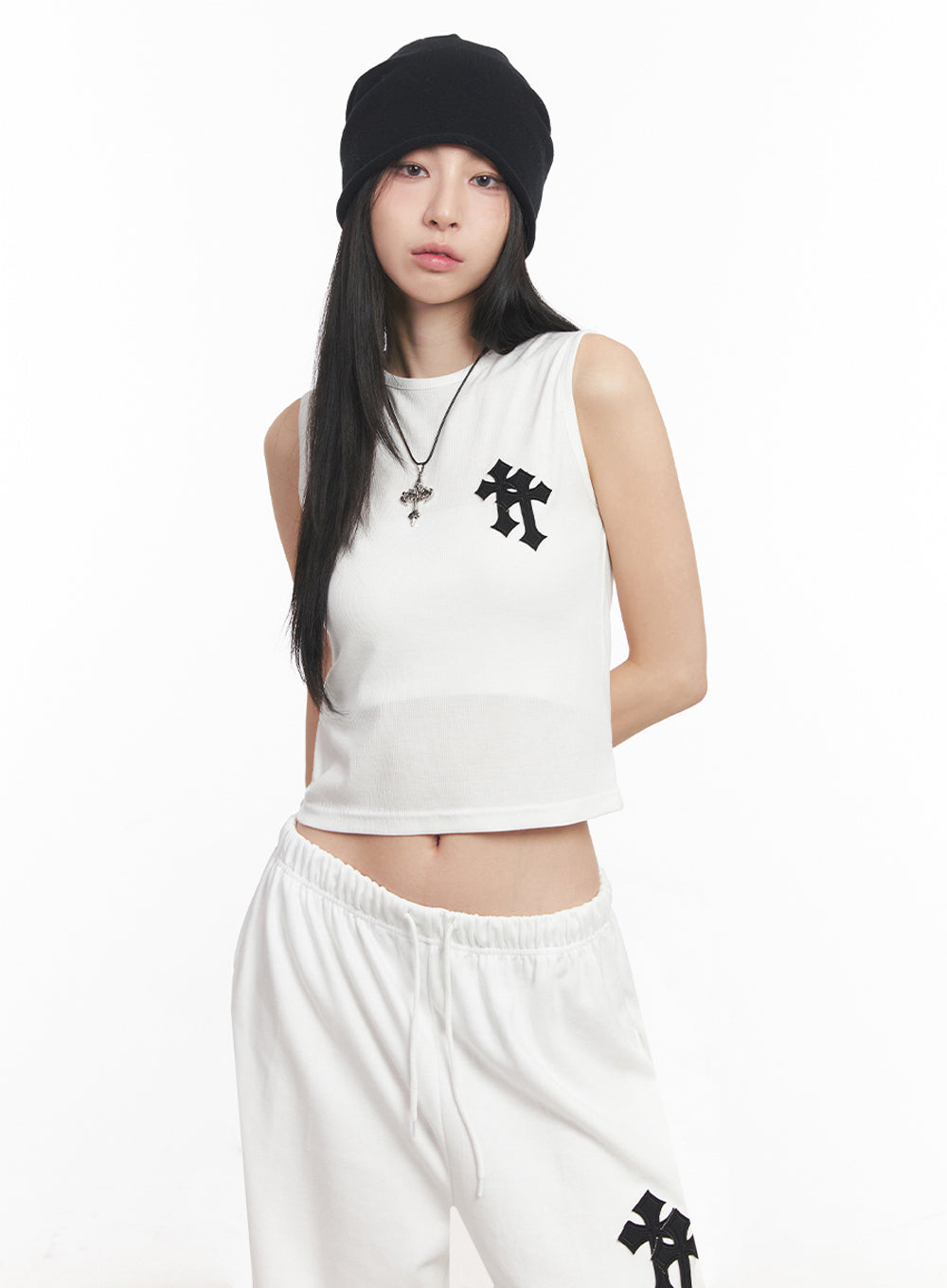 Patched Chic Sleeveless Top IY516