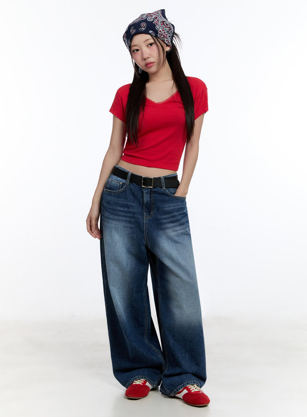 Amelie Washed Wide-Leg Jeans IU504
