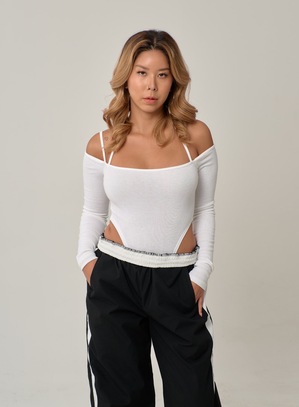 Off-Shoulder Thin Straps Bodysuit IN22