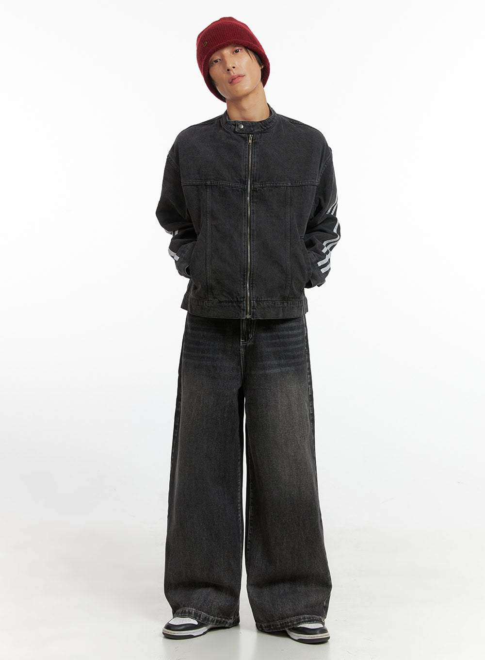 Men's Striped Button Denim Jacket IO417