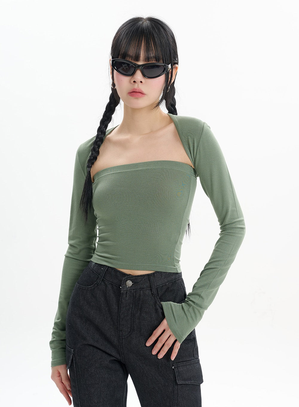 Hollow Out Shrug and Solid Tube Top IF413