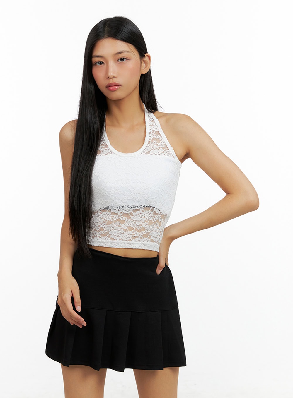 Lace Halter Crop Sleeveless Top IL419