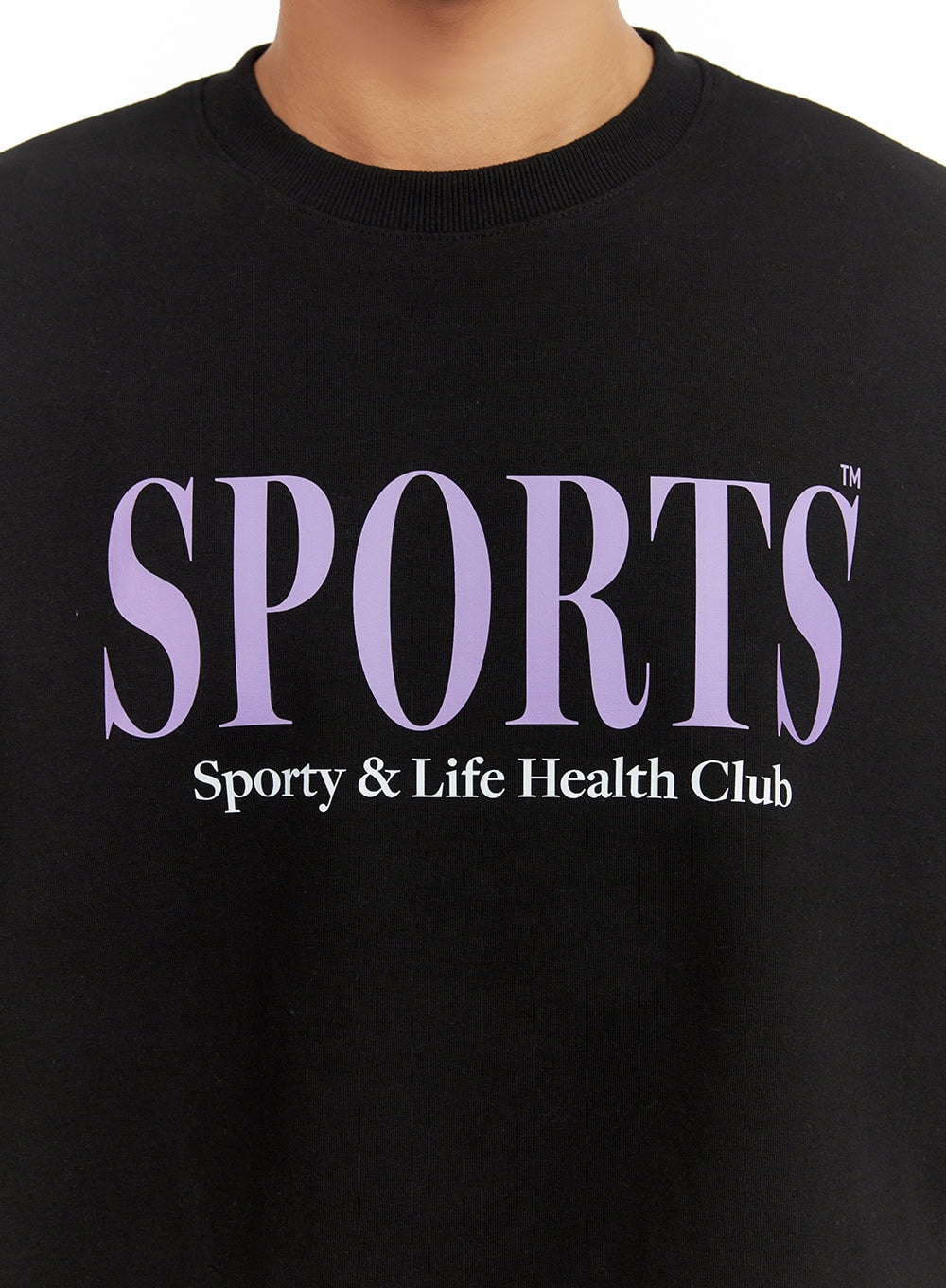 Men's Graphic Lettering Crewneck Sweatshirt (Black) IU412