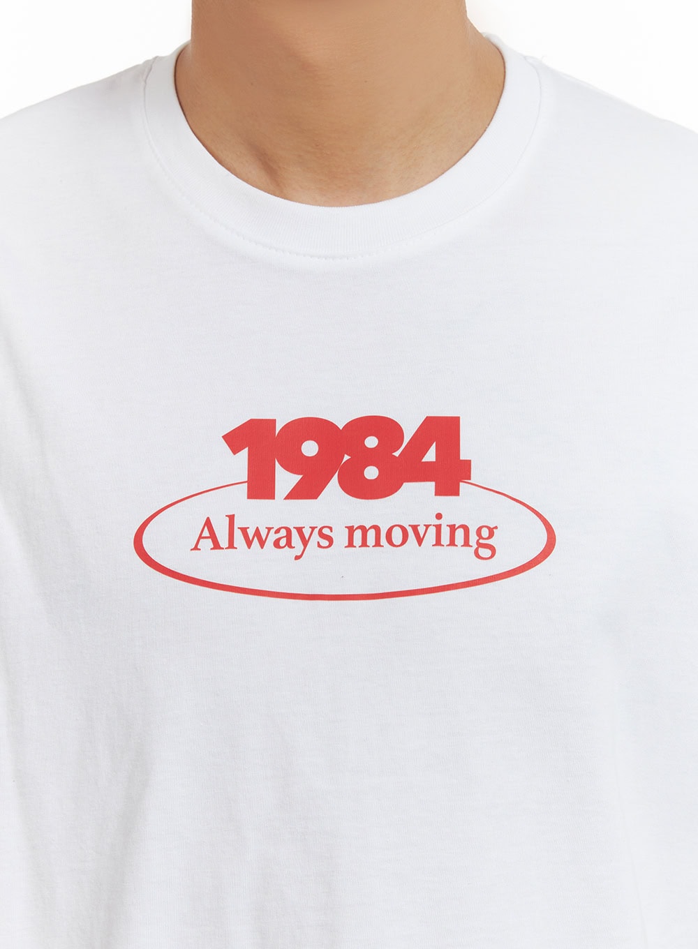 Men's Lettering Round Neck T-Shirt (White) IU418