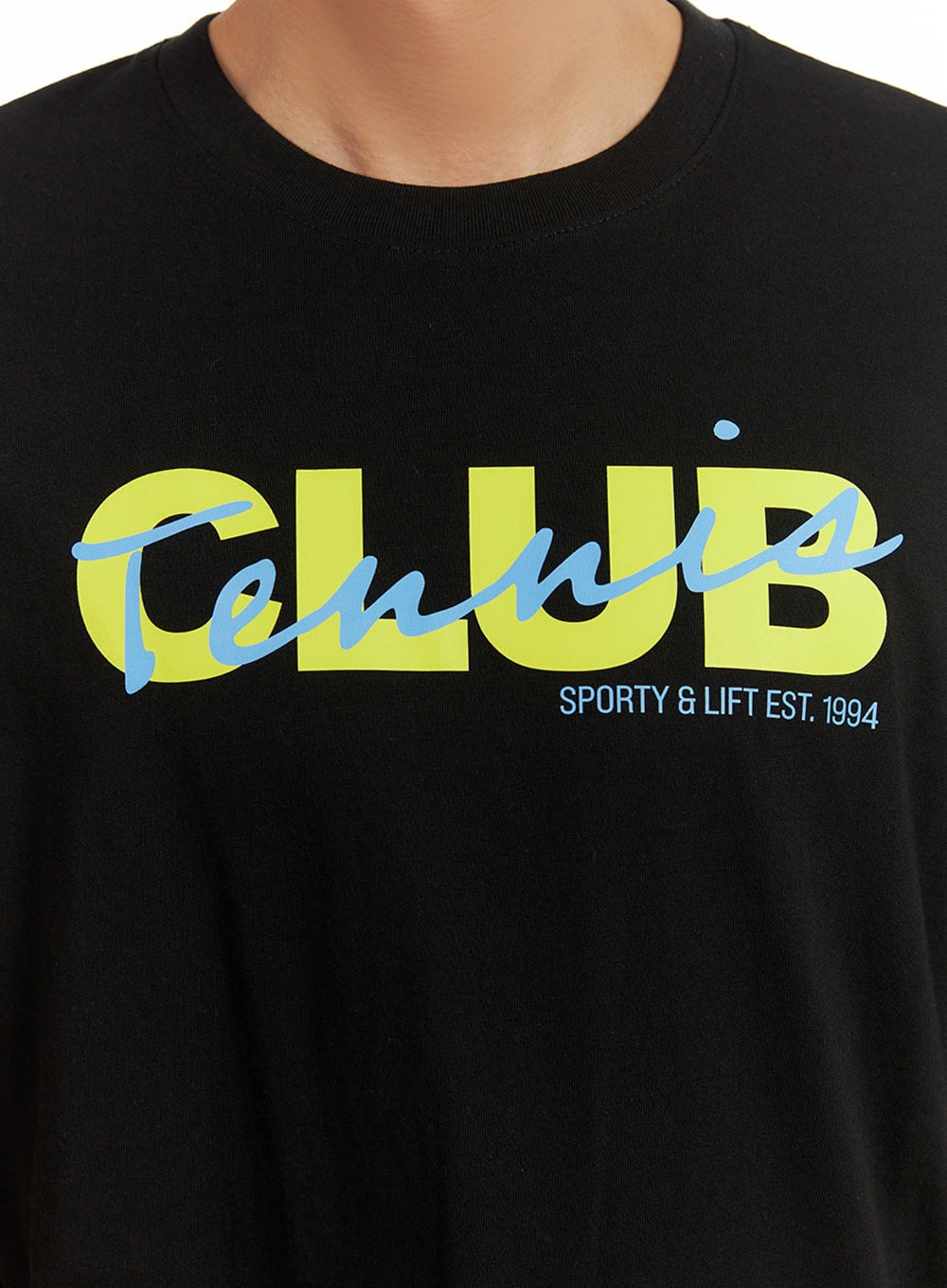 Men's Lettering Round Neck T-Shirt (Black) IU418