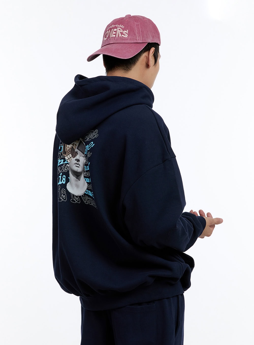 Men's Lettering Oversize Hoodie (Dark Blue) IG427