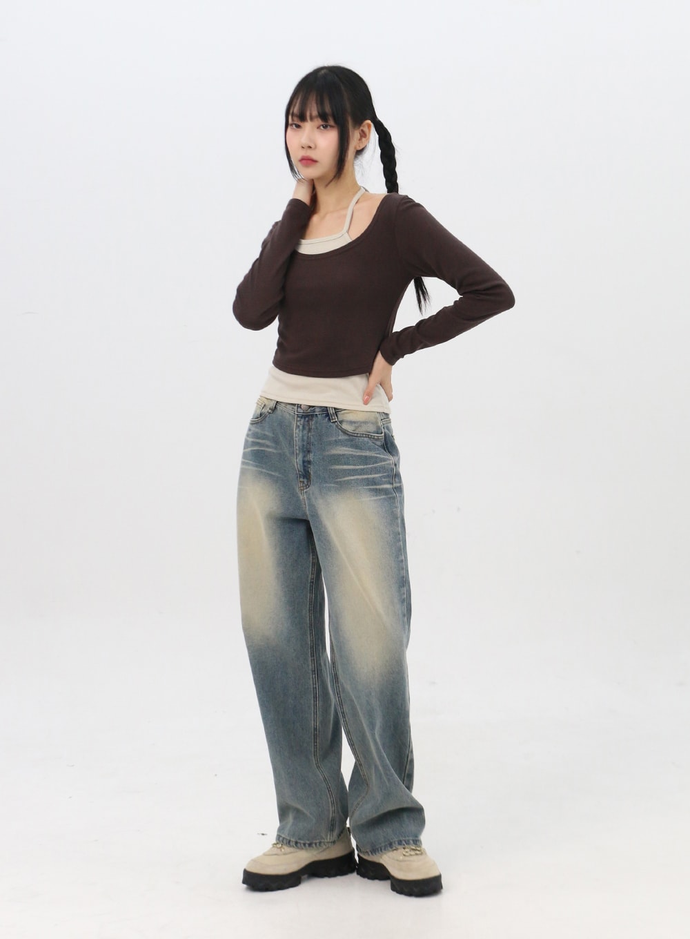 Layered U-Neck Tee IN314