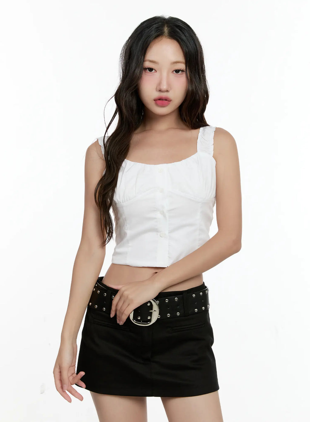 Ruffled Button-Up Top CL531