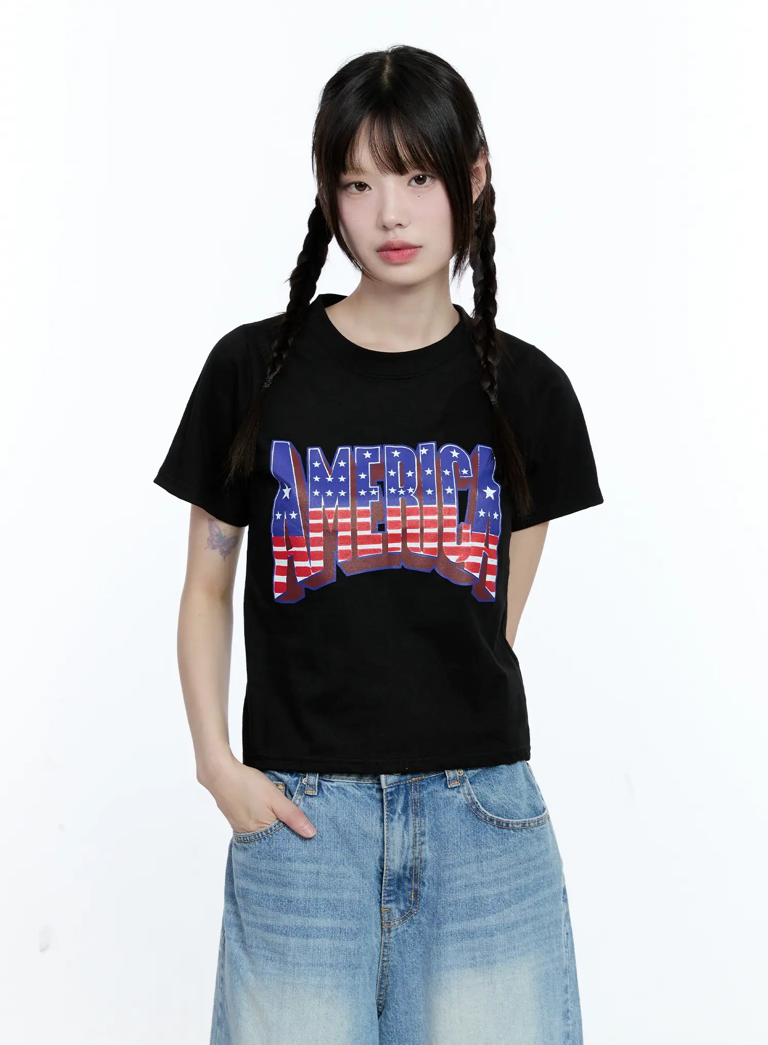 Patriotic Graphic Cropped Top CG507
