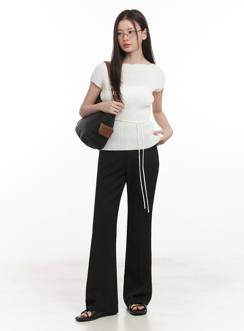 High-Waisted Bootcut Slacks IY508