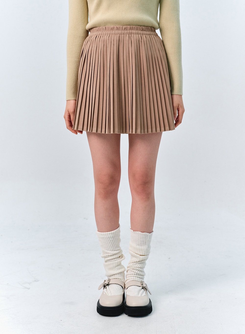 Solid Pleated Mini Skirt OO312