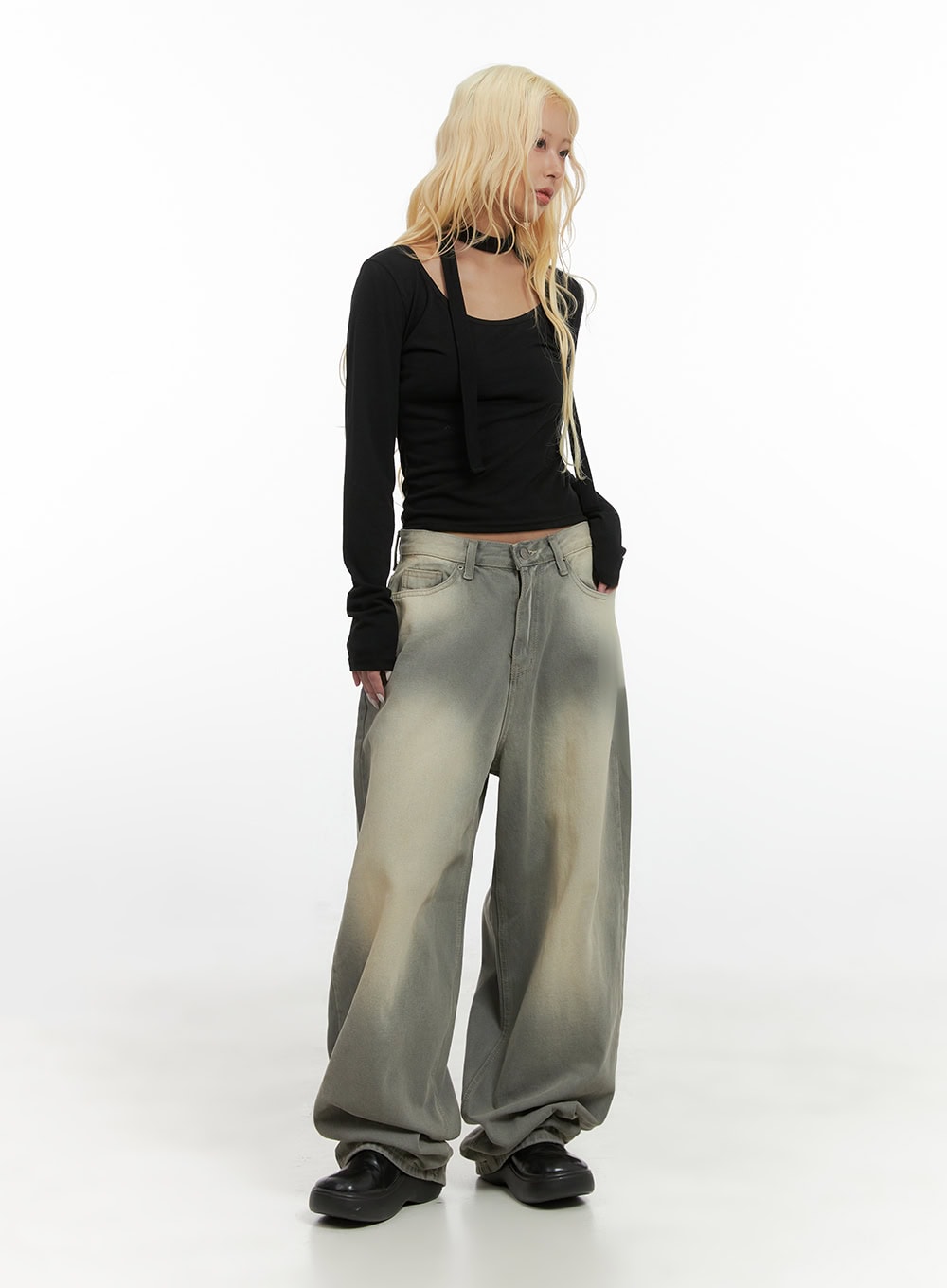 Edie Wide-Leg Denim Pocket Jeans CS425