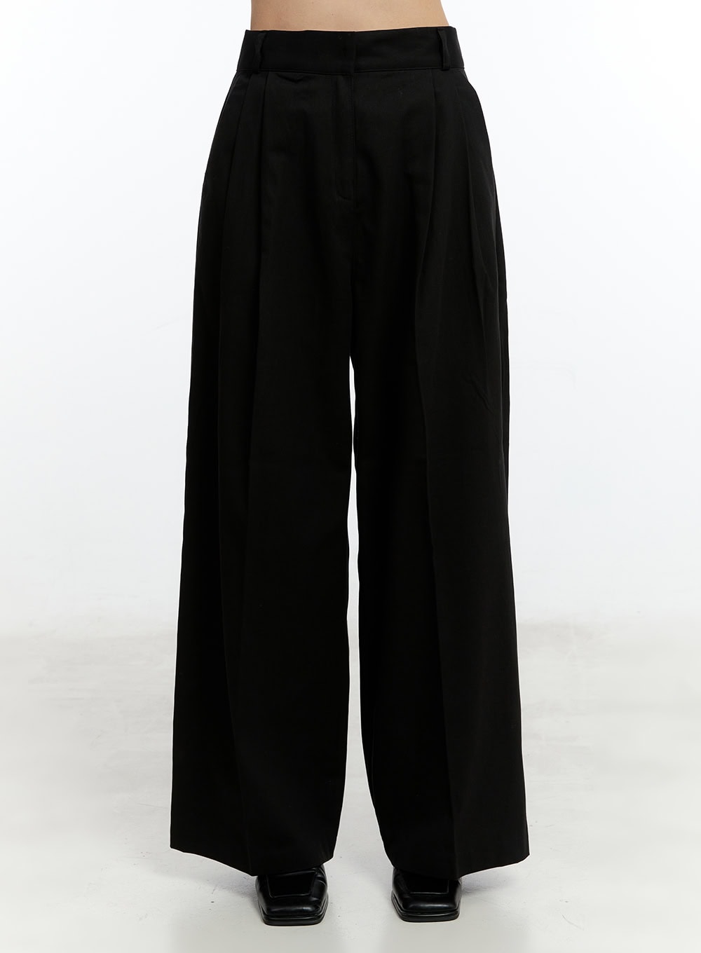 Pintuck Wide-Fit Slacks CM521