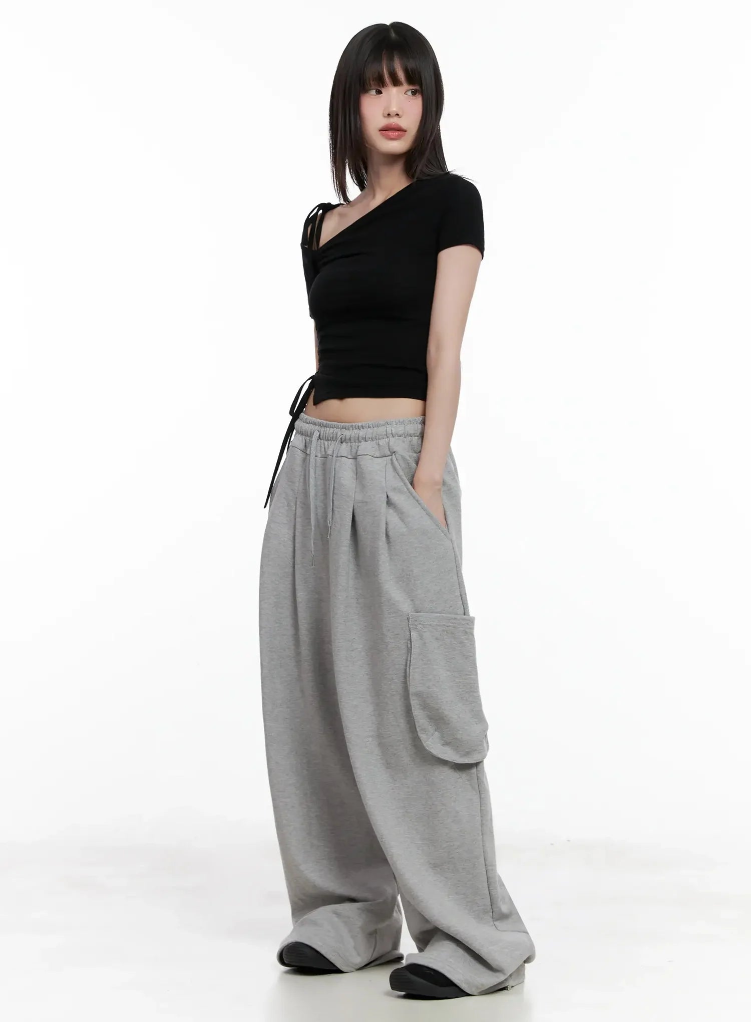 Casual Wide-Leg Cargo Sweatpants IL531