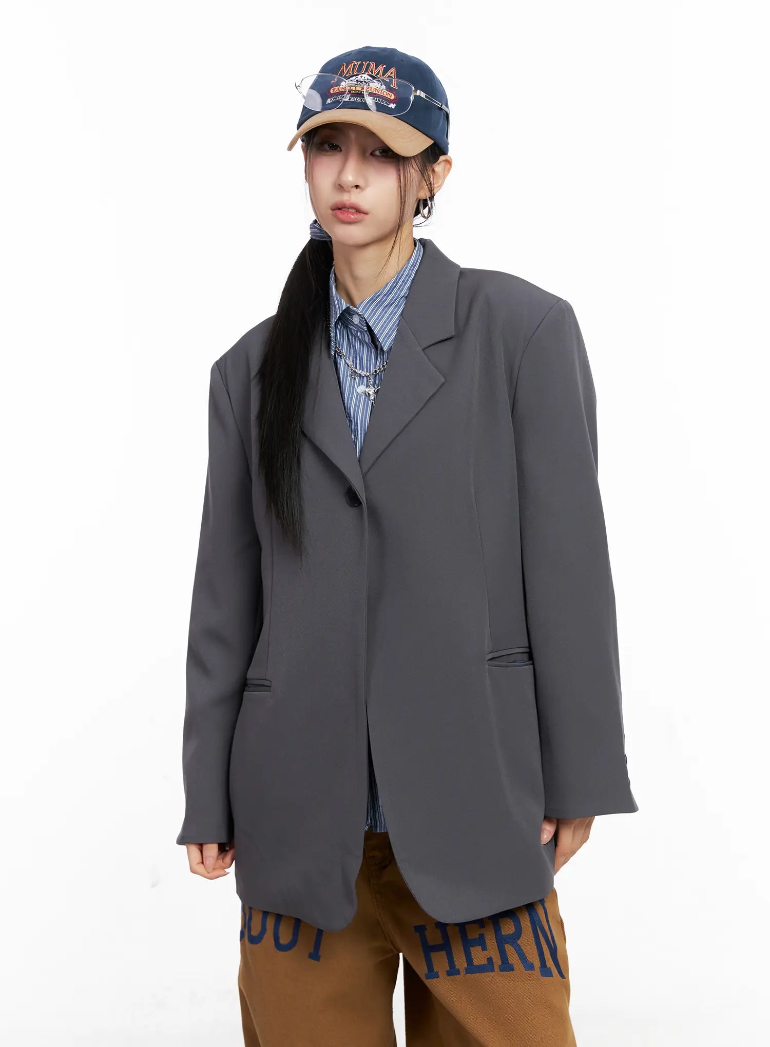 Oversized One-Button Blazer CC1109