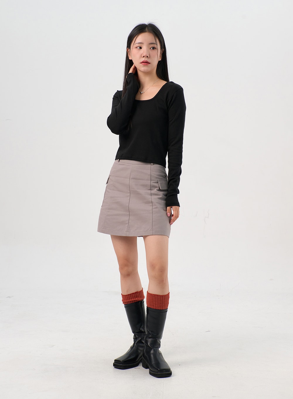 U-Neck Long Sleeve Top OS302