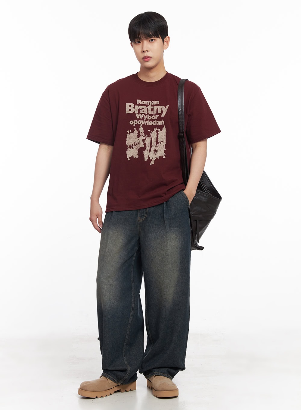 Men's Loose-Fit Round-Neck Graphic T-Shirt IY522