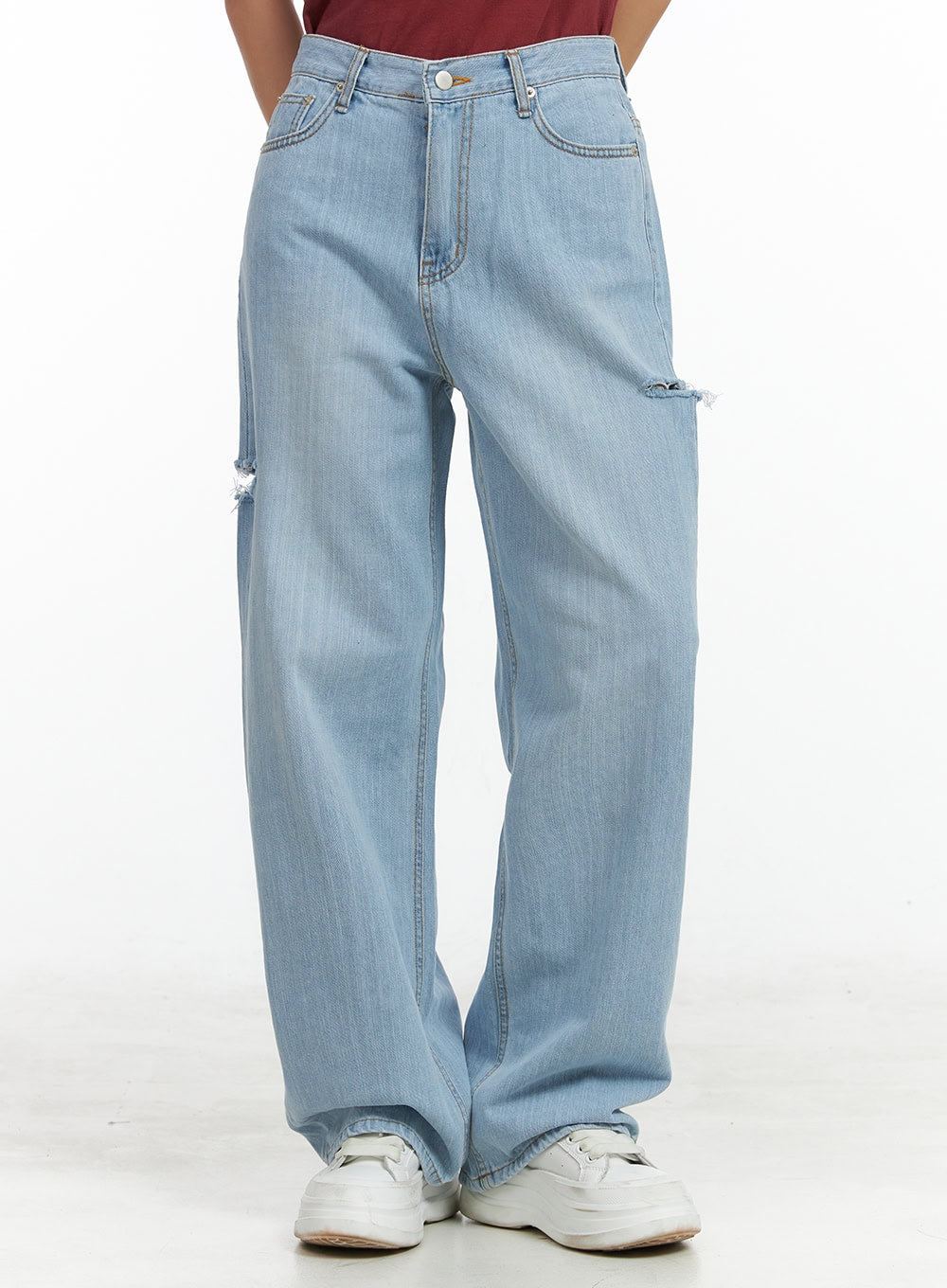 Cut-Out Wide Leg Jeans OL408