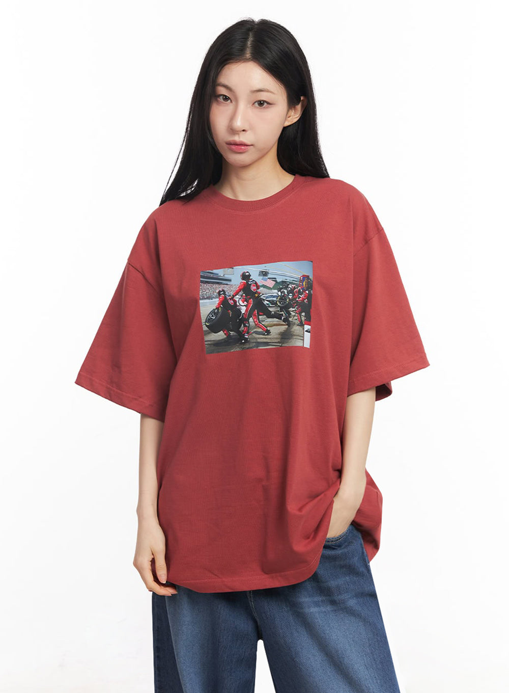 Casual Cotton Graphic Oversize T-Shirt IY529