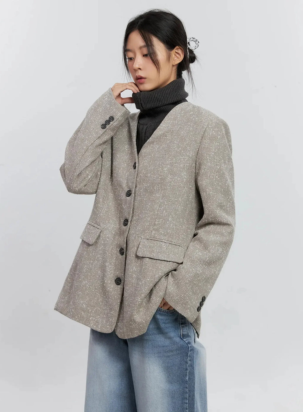 Chic Button-Up Jacket IS515