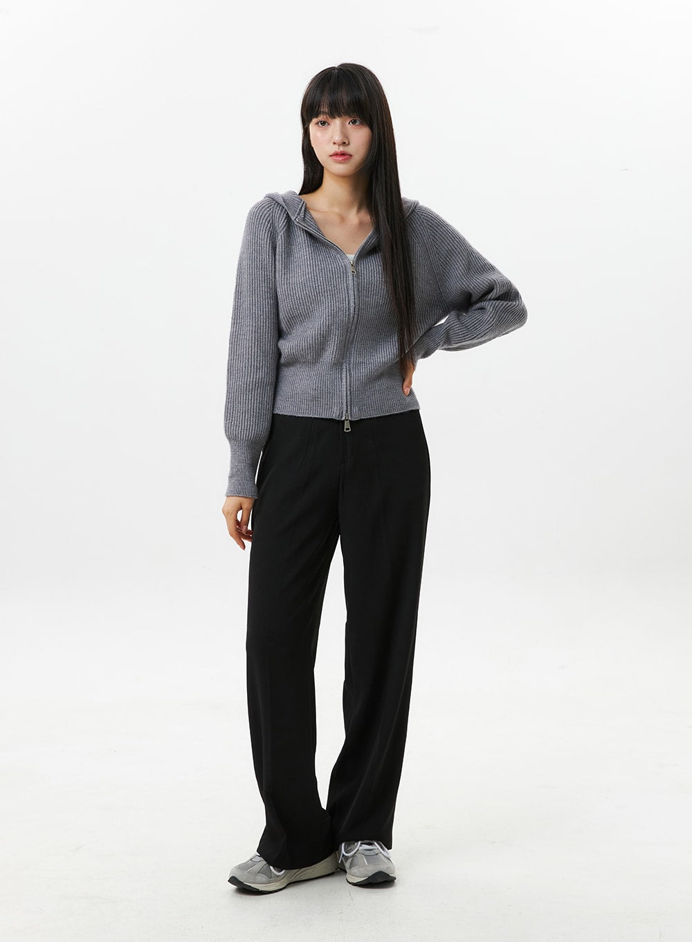 Hoodie Zip-Up Knit Sweater OS305