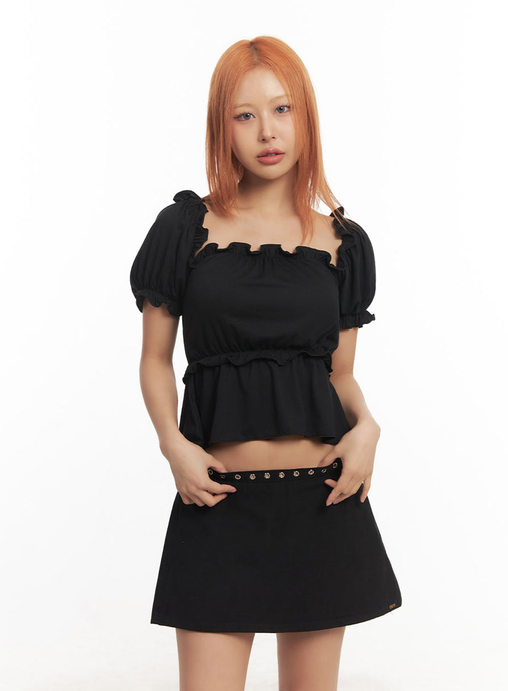 Frill Off-Shoulder Crop Blouse Top IA517