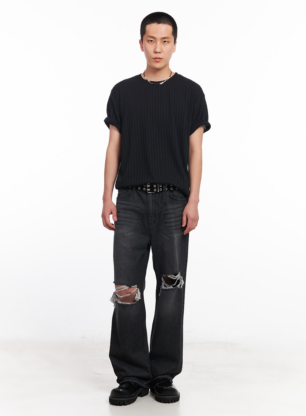 Men's Knit Ribbed T-Shirt IU503