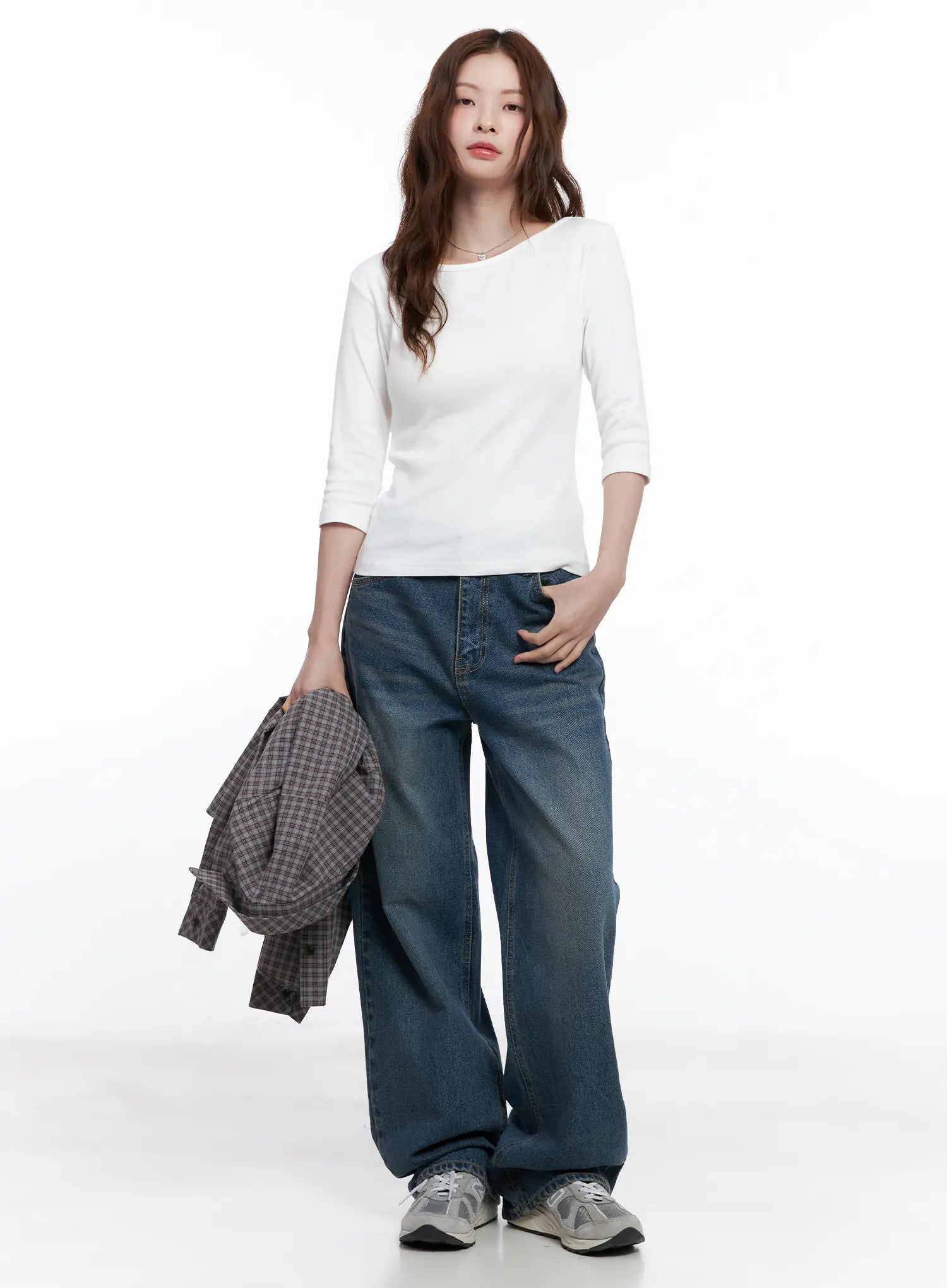 Casual Boat Neck 3/4 Sleeve Top CG520