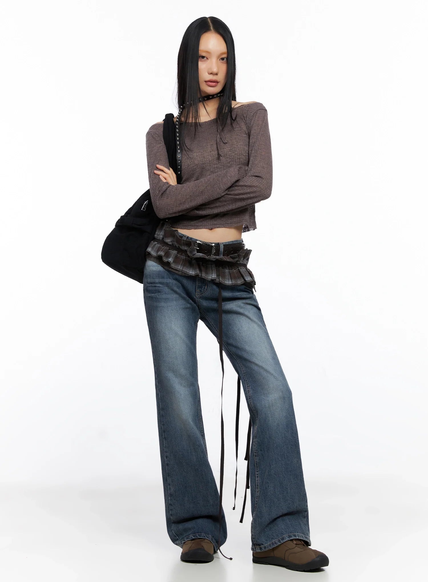 Plaid Layered Wrap Mini Skirt CO516