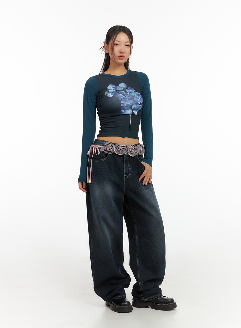 Flower Graphic Bliss Long Sleeve Top IS402