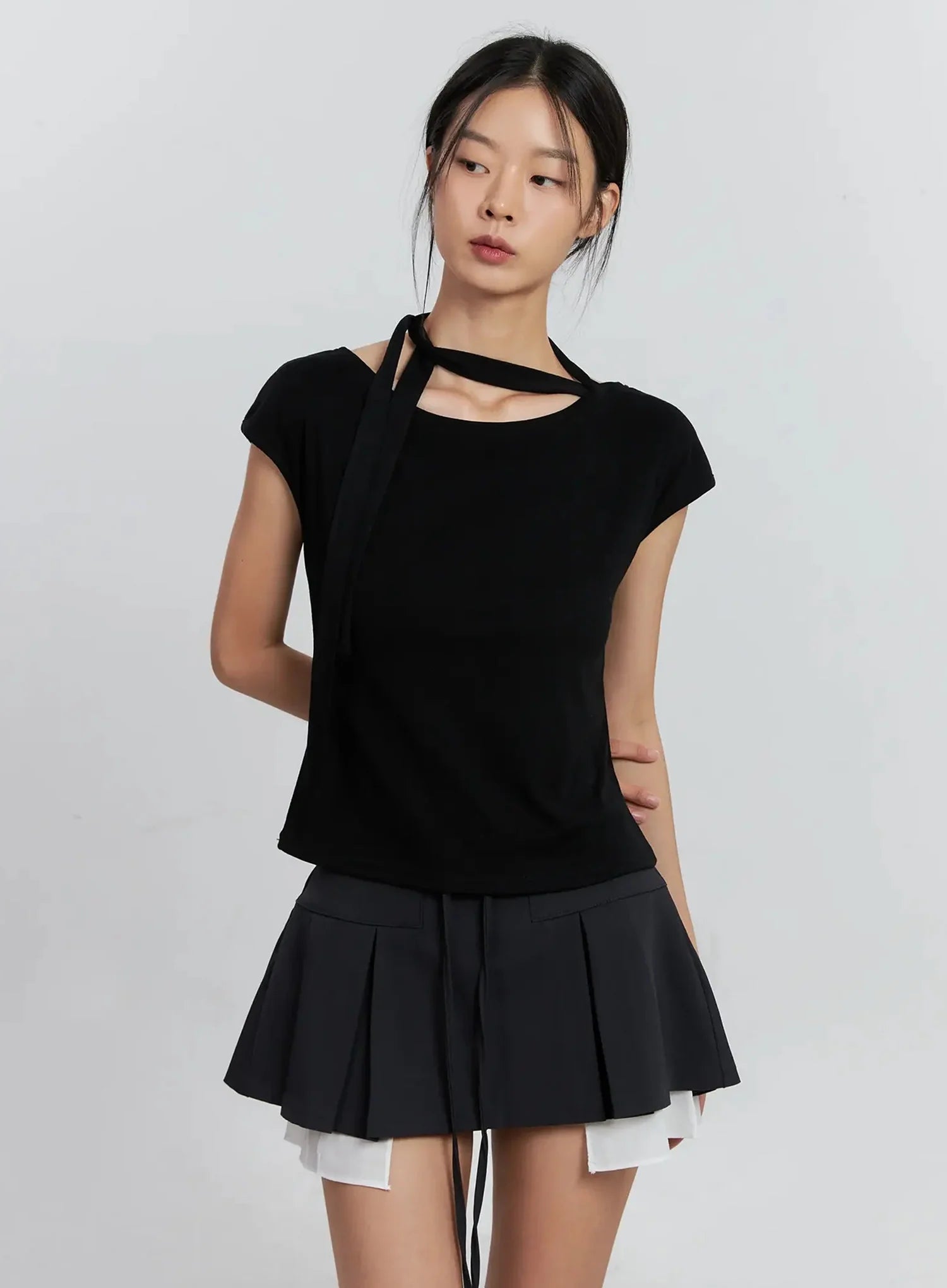 Cap Sleeve Bow Tie Top IS516