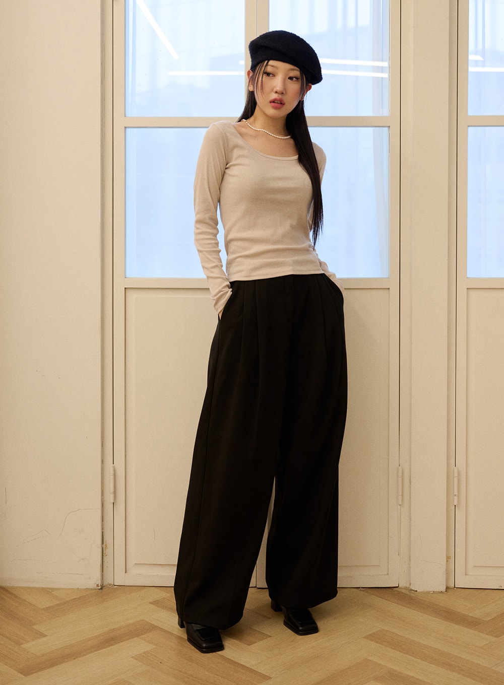 Long Sleeve U-Neck Top OD327