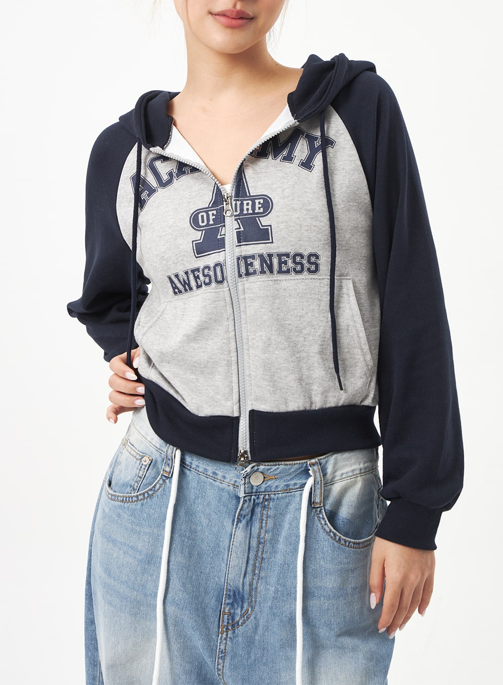 Graphic Zip-Up Hoodie CA318