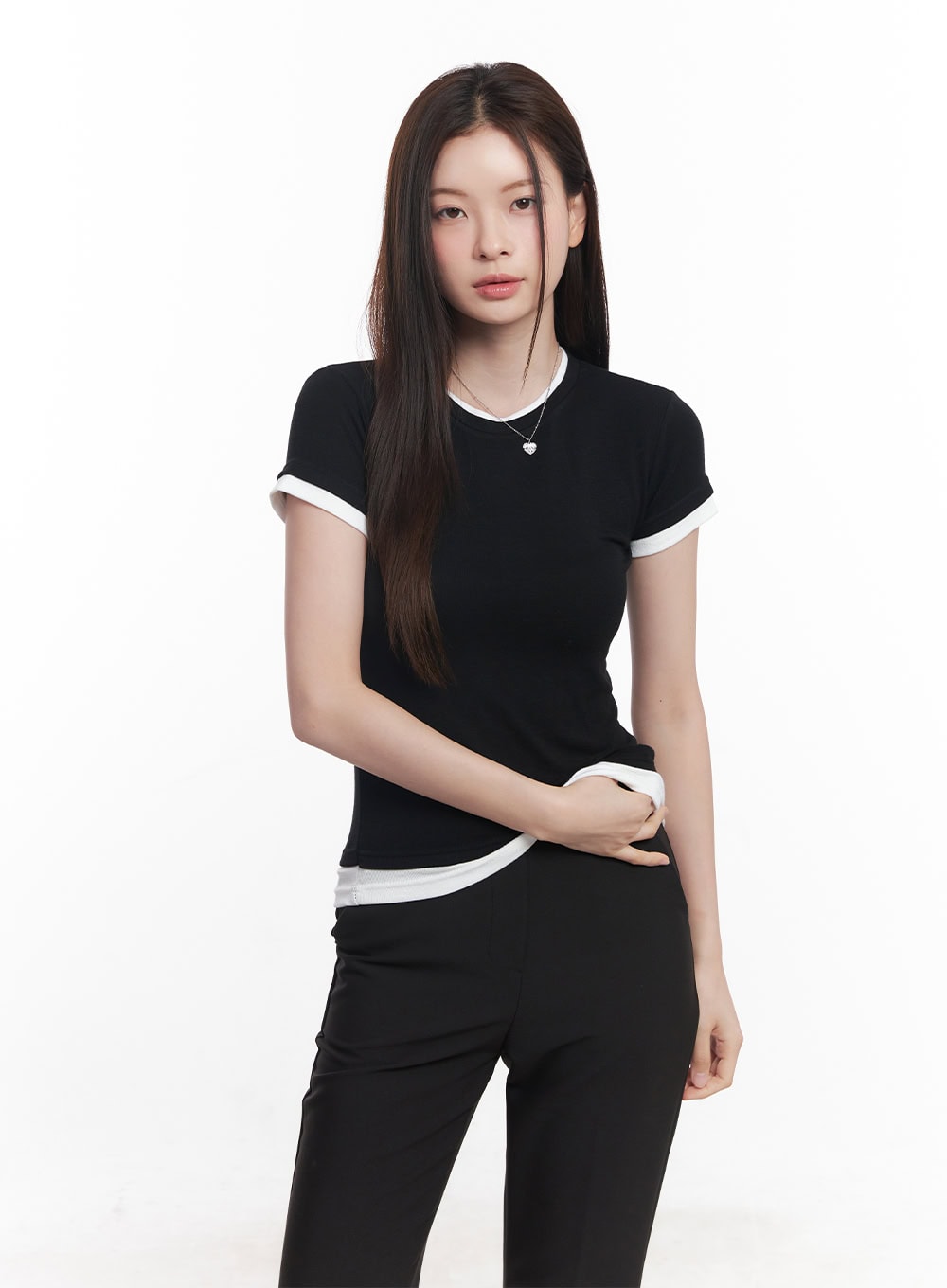 Two-Tone Layered Tee CY519
