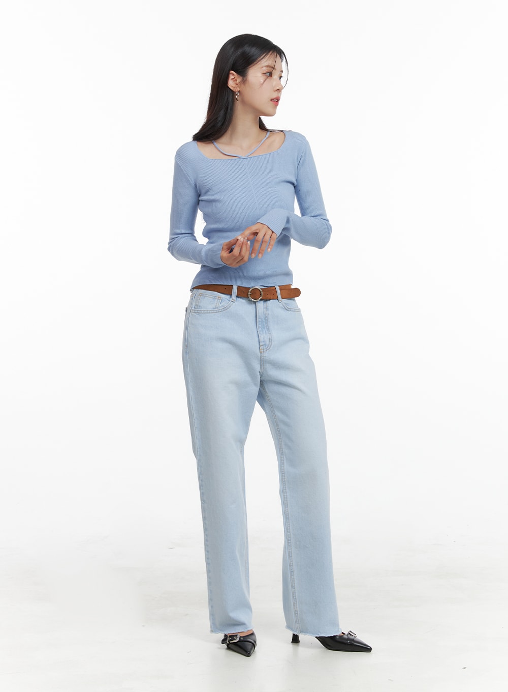 Square Halter Neck Knit Top OA419