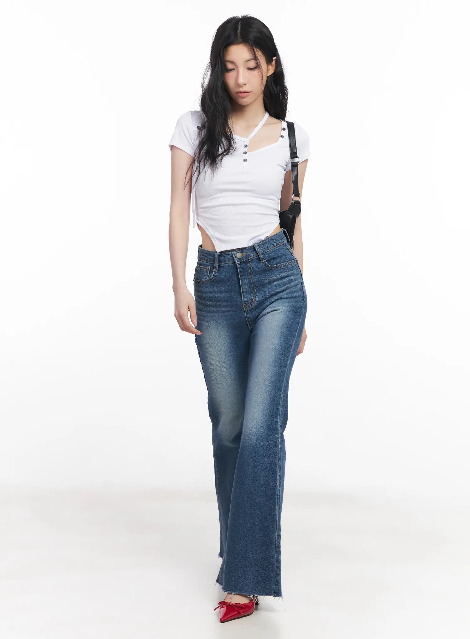 Asymmetric Cut-Out Slim-Fit Top CU511
