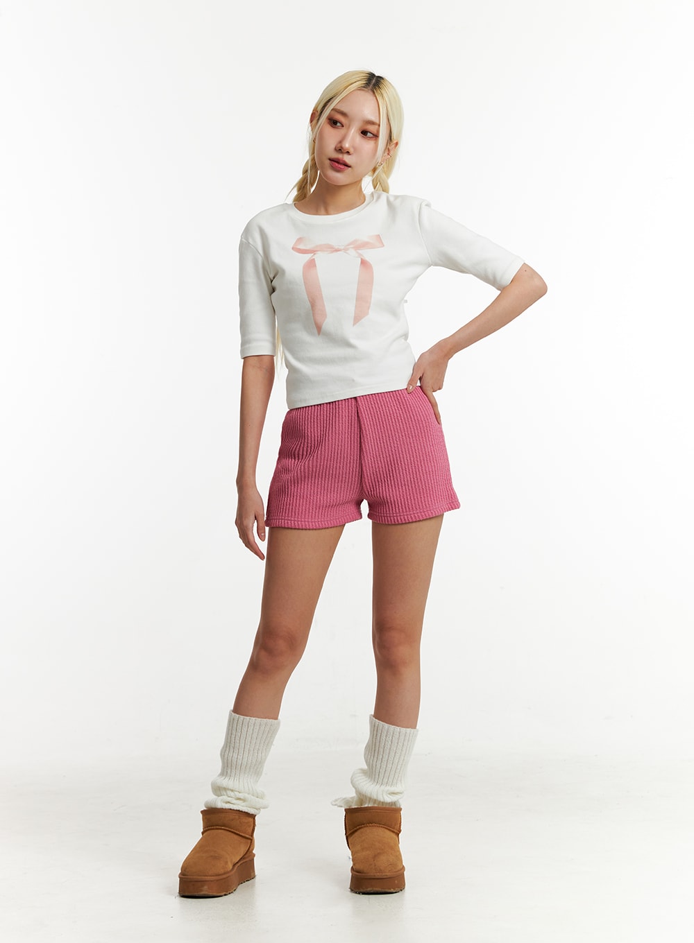 Ribbon Slip Crop T-shirt ID313